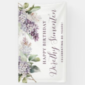 Happy Birthday Custom Banner Paarse Bloemen 80e (Verticaal)