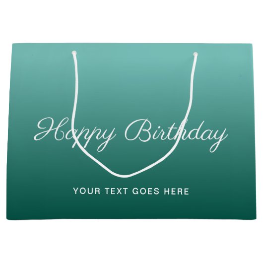 Happy Birthday Custom Blauwgroen Sjabloon Kalligra Groot Cadeauzakje (Voorkant)