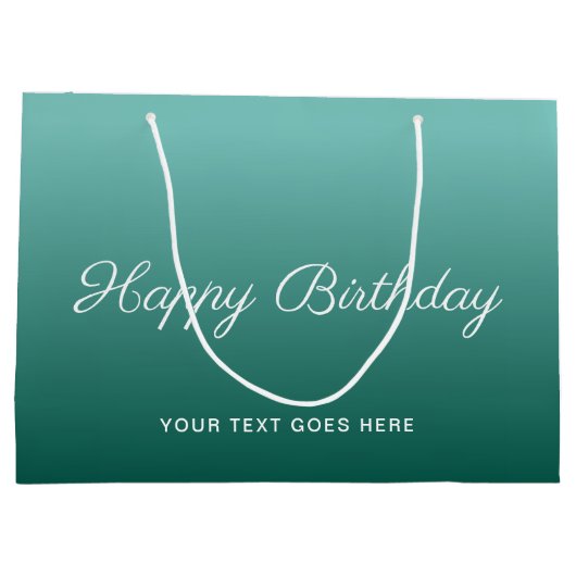 Happy Birthday Custom Blauwgroen Sjabloon Kalligra Groot Cadeauzakje (Achterkant)