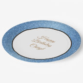 Happy Birthday Custom Blue Glitter 9-inch papieren Papieren Bordje (Gekanteld)