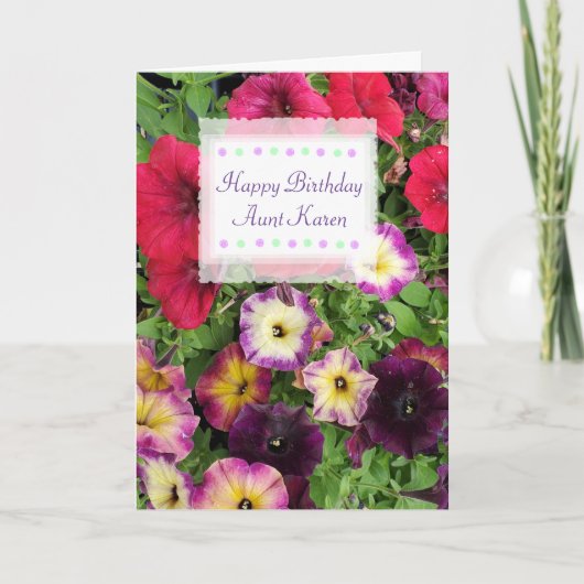 Happy Birthday Custom Card  Flowers Kaart (Voorkant)