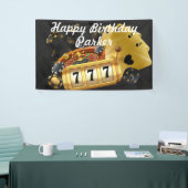 Happy Birthday Custom Casino Party Zwart Goud Spandoek (Beurs)
