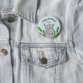 Happy Birthday Custom Cute Hippo Ronde Button 5,7 Cm (In situ)