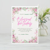 Happy Birthday Custom Digitale Bloemen Kaart (Staand voorkant)