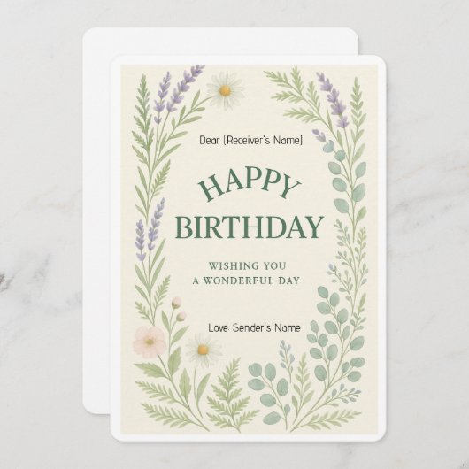 Happy Birthday Custom Digitale Kaart (Voorkant / Achterkant)