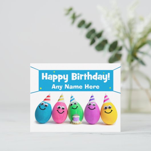 Happy Birthday Custom Egg Humor Holiday Briefkaart (Staand voorkant)