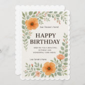Happy Birthday Custom Floral Digitale Kaart (Voorkant / Achterkant)