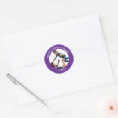 Happy Birthday Custom Foto Naam Ronde Sticker (Envelop)
