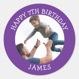 Happy Birthday Custom Foto Naam Ronde Sticker