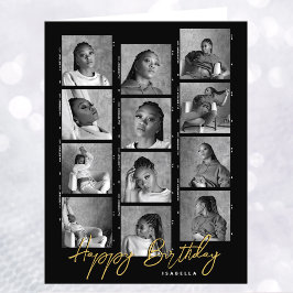 Happy Birthday Custom Fotofilm Strip Zwart Groot Kaart