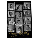 Happy Birthday Custom Fotofilm Strip Zwart Medium Cadeauzakje (Achterkant)