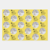 Happy Birthday Custom Fotoset van 3 Blauw Geel Inpakpapier Vel (Voorkant 2)