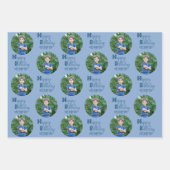 Happy Birthday Custom Fotoset van 3 Blauw Geel Inpakpapier Vel (Voorkant)