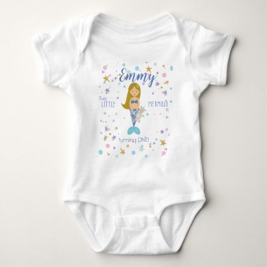 Happy Birthday Custom Kleine Zeemeermin Shirt (Voorkant)