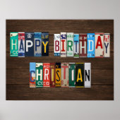 Happy Birthday Custom Licence Bord Lettering Sign Poster (Voorkant)