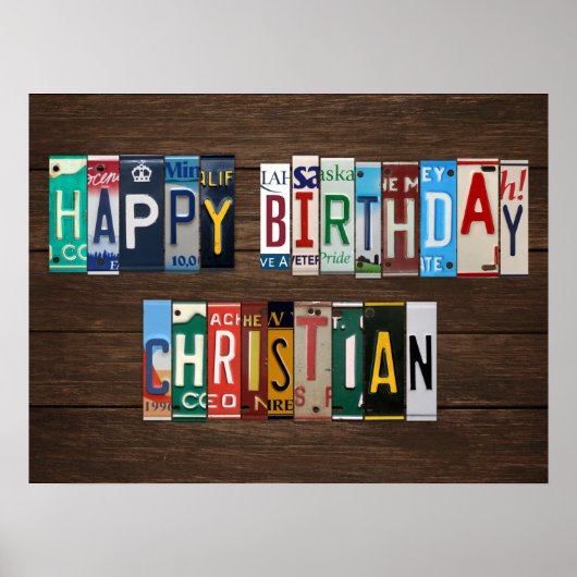 Happy Birthday Custom Licence Bord Lettering Sign Poster (Voorkant)