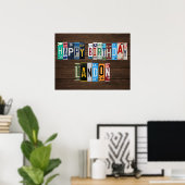 Happy Birthday Custom License Bord Sign LANDON Poster (Thuiskantoor)