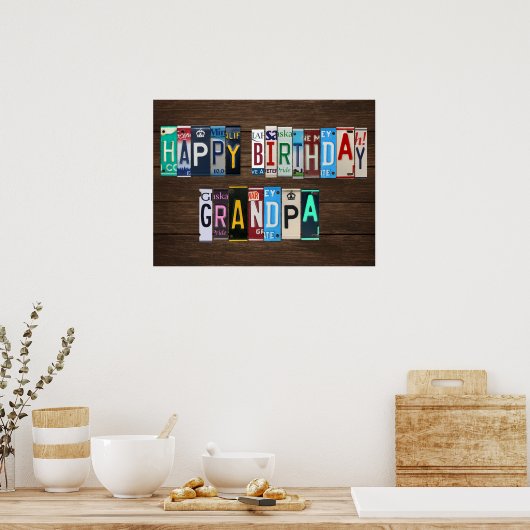 Happy Birthday Custom Licentie Bord Sign GRANDPA Poster (Keuken)