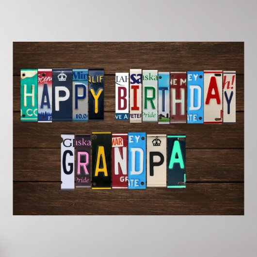Happy Birthday Custom Licentie Bord Sign GRANDPA Poster (Voorkant)