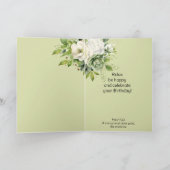 Happy Birthday Custom Naam Mooie Bloemen Kaart (Binnen)