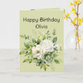 Happy Birthday Custom Naam Mooie Bloemen Kaart (Gele Bloem)