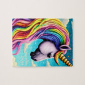 Happy Birthday Custom Name and Rainbow Unicorn Legpuzzel (Horizontaal)