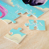 Happy Birthday Custom Name and Rainbow Unicorn Legpuzzel (Zijkant)