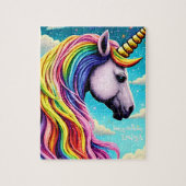 Happy Birthday Custom Name and Rainbow Unicorn Legpuzzel (Verticaal)