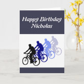 Happy Birthday Custom Name Biking Design Kaart (Gele Bloem)