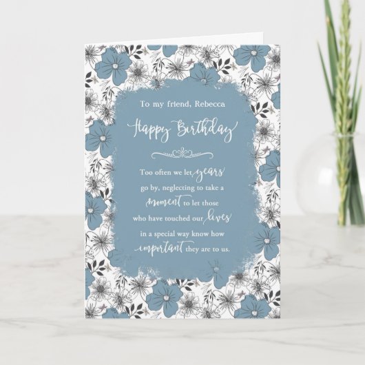 Happy Birthday Custom Name  Blossom Kaart (Voorkant)