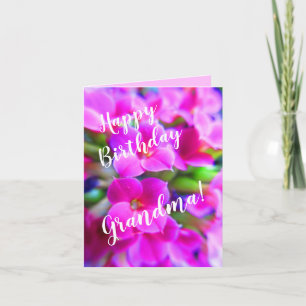 Happy Birthday Custom Name Bright Pink Flowers Kaart