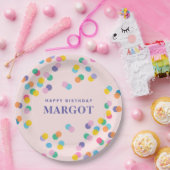 Happy Birthday Custom Name Confetti Blush Pink Papieren Bordje (Feest)
