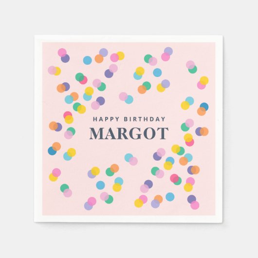 Happy Birthday Custom Name Confetti Blush Pink Servet (Voorkant)