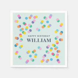 Happy Birthday Custom Name Confetti Mint Green Servet