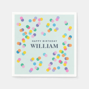 Happy Birthday Custom Name Confetti Mint Green Servet