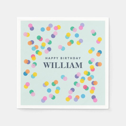 Happy Birthday Custom Name Confetti Mint Green Servet (Voorkant)