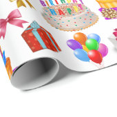Happy Birthday Custom Name Cute en Colorful Cadeaupapier (Rol Hoek)