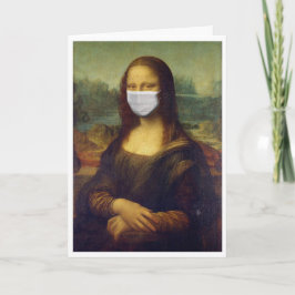 Happy Birthday Custom Name Face Mask Mona Lisa Kaart