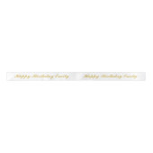 Happy Birthday Custom Name Gold Script Satijnen Lint (Voorkant)