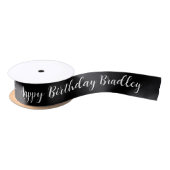 Happy Birthday Custom Name Persoonlijk Satijnen Lint (Spoel)