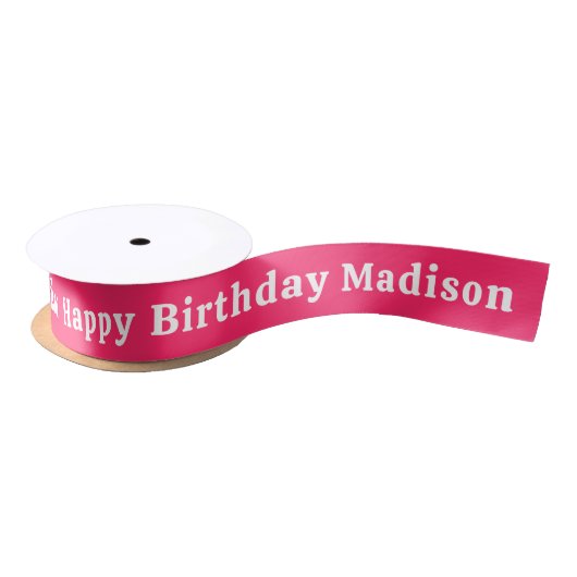 Happy Birthday Custom Name Persoonlijk Satijnen Lint (Spoel)