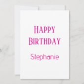 Happy Birthday Custom Name White Hot Pink Custom Feestdagenkaart (Voorkant)