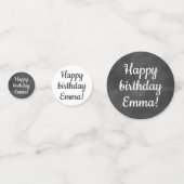 Happy Birthday Custom Personalized Chalkboard Grey Confetti (Voorkanten)