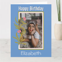 Happy Birthday Custom Photo Blue Border