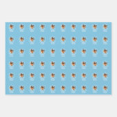 Happy Birthday Custom Photo Blue Wrapping Paper (Voorkant 3)
