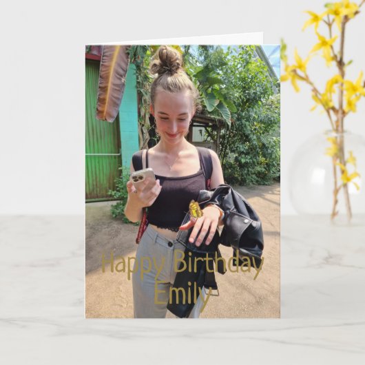 Happy Birthday Custom Photo Card Kaart (Gele Bloem)