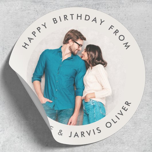 Happy Birthday Custom Photo Classic Round Sticker