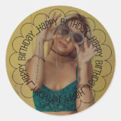 Happy Birthday Custom Photo Classic Round Sticker (Voorkant)