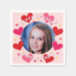 Happy Birthday Custom Photo Hearts Personalized Servet