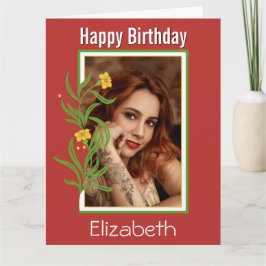 Happy Birthday Custom Photo Oranje Border Kaart